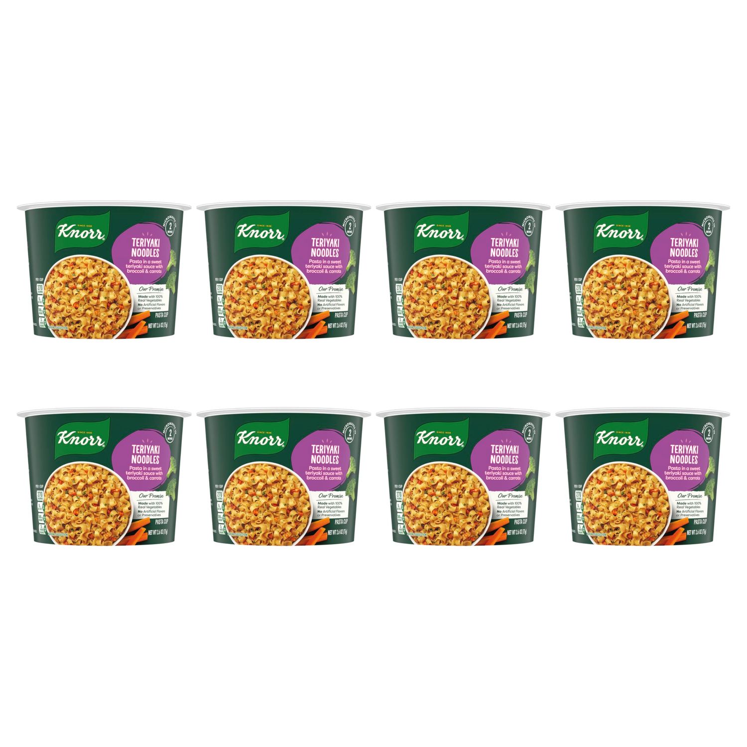 Knorr Pasta Cup Teriyaki Noodles 8 ct For a Quick and Easy Meal, Made with 100 Real Vegetables &amp; No Artificial Flavors or Preservatives, 2.6 oz