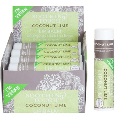Soothing Touch Coconut Lime Vegan Lip Balm, .25 oz (85 Organic) (Case of 12)
