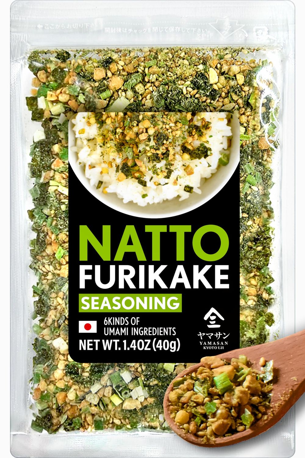 YAMASAN KYOTO UJI Japanese Natto Furikake Seasoning, Super Food Natto, Freeze-Dried Natto,6 Kinds of Umami Ingredients, Rice Topping, Delicious Flavor of Various Foods, Made in Japan 40g(1.4oz)