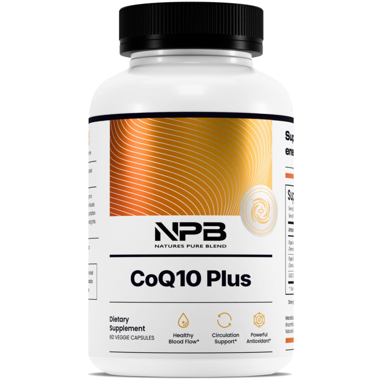 Nature&#39;s Pure Blend CoQ10 Plus - Antioxidant Formula with Arjuna &amp; Shankhpushpi - CoQ10 Ubiquinol for Circulation, Blood Flow &amp; Energy - Coenzyme Q10 Supplement for Immune System - 60 Capsules