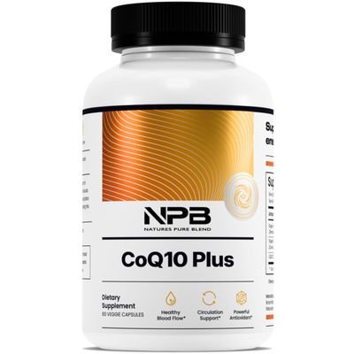 Nature&#39;s Pure Blend CoQ10 Plus - Antioxidant Formula with Arjuna &amp; Shankhpushpi - CoQ10 Ubiquinol for Circulation, Blood Flow &amp; Energy - Coenzyme Q10 Supplement for Immune System - 60 Capsules