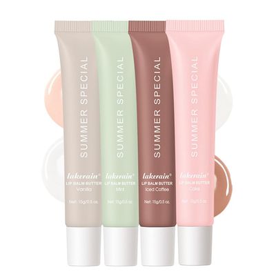 4Pcs Summer Tinted Lip Butter Balm - Ultra-Hydrating, Nourishing Lip Care with Natural Ingredients, Soothes &amp; Softens Dry Lips, Birthday Cake with Slight Shine (VanillaMintCoffeeCake, 4Pcs)