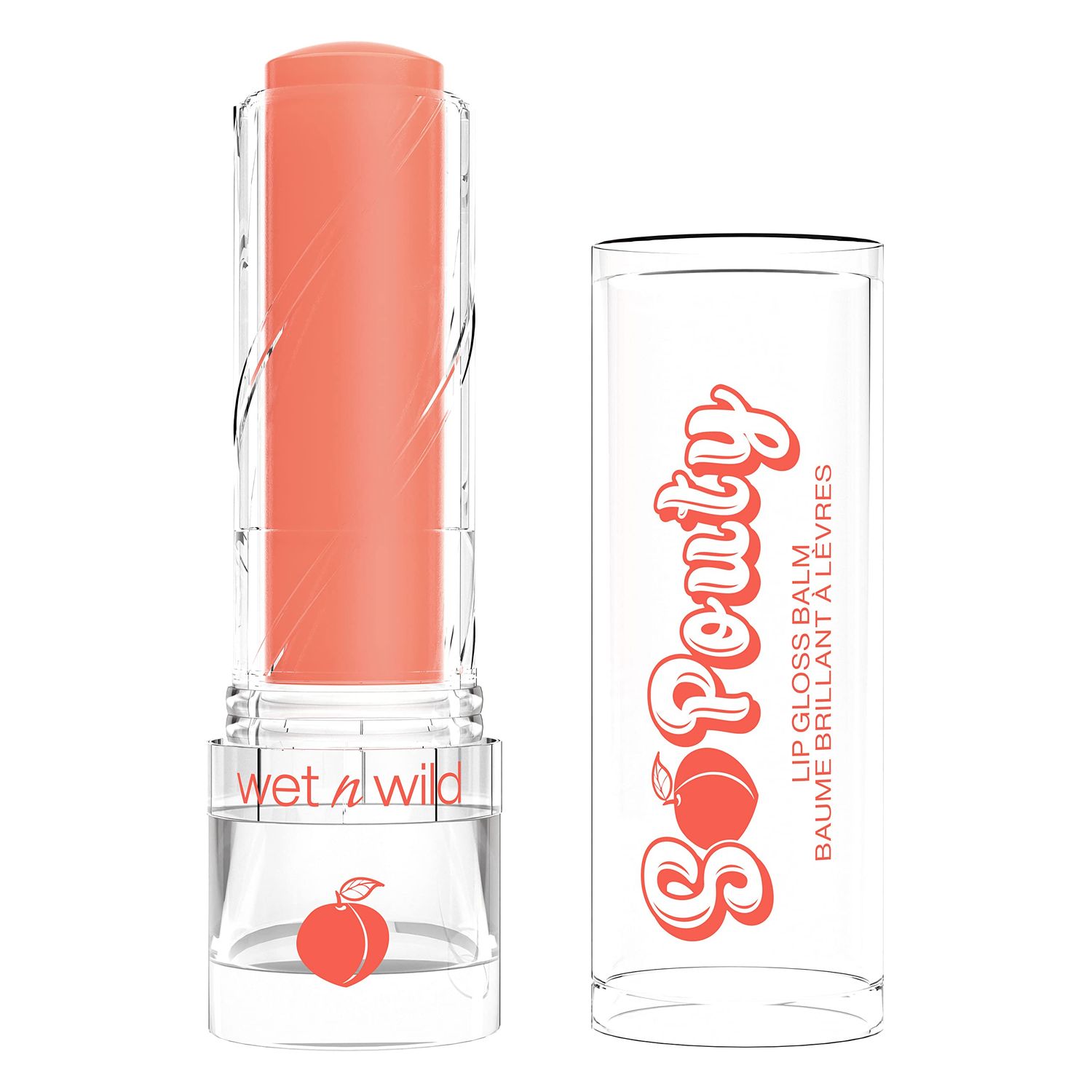 wet n wild Perfect Pout So Pouty Shine Tinted Lip Balm Peach Flavored, Hyaluronic Acid, Vegan Collagen, Moisturizing For Dry Lip Care, Pink