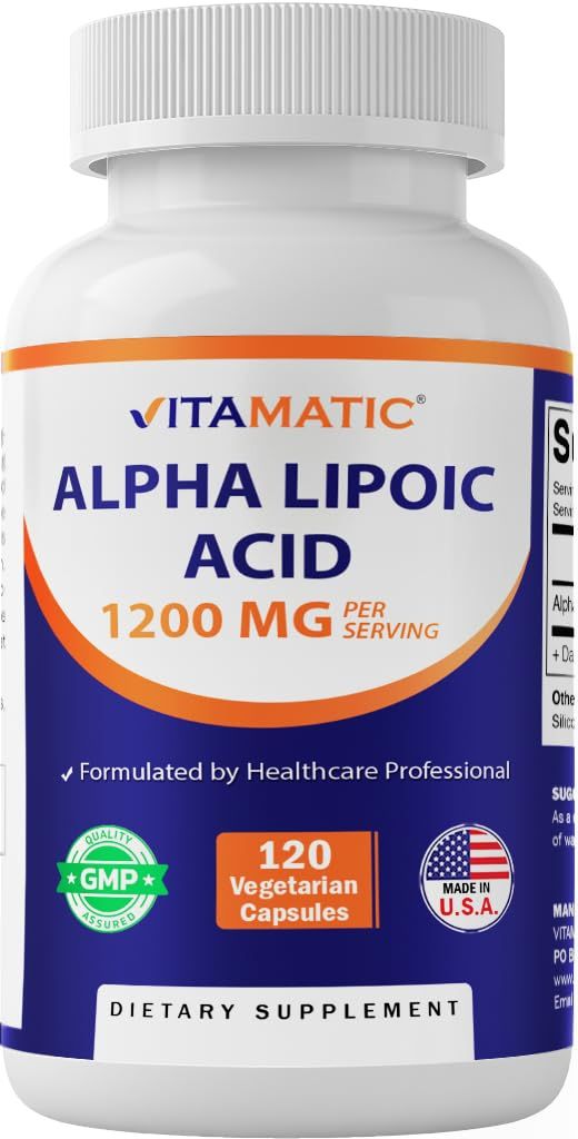 Vitamatic Alpha Lipoic Acid 1200mg Per Serving, 120 Capsules - Gluten Free, Vegetarian Capsules, Soy Free &amp; Non-GMO