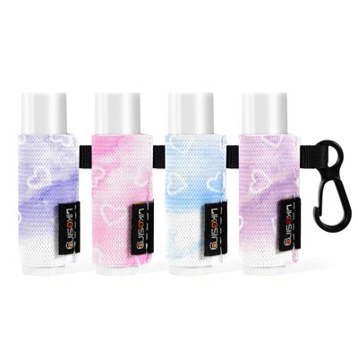 Likesing Chapstick Holder Key Chain, Lip Balm Holder for Chapstick Lip Gloss, Elastic Sleeve Chapstick Keychain Holder for Keys Purse Lanyard Gift for Women Girls (Marble, 4pcs)