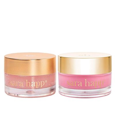 Sara Happ Pink Peppermint Lip Scrub &amp; Sweet Clay Lip Mask Duo - Gently Exfoliates, Polishes, Revitalizes, Moisturizes, Rejuvenates, Conditions and Smooths Dry Lips, Vegan, 0.5 oz