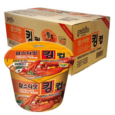 Paldo Fun &amp; Yum Lobster Instant Big Cup Noodles with Soup, Lobster Seafood Flavor Based Broth, Best Oriental Style, Original Korean King Cup Ramyun, 110g (3.88 oz) x 6 Pack