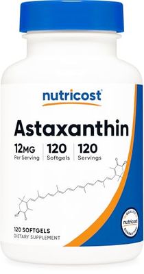 Nutricost Astaxanthin 12mg, Non-GMO and Gluten Free, 120 Softgels (4 Month Supply)