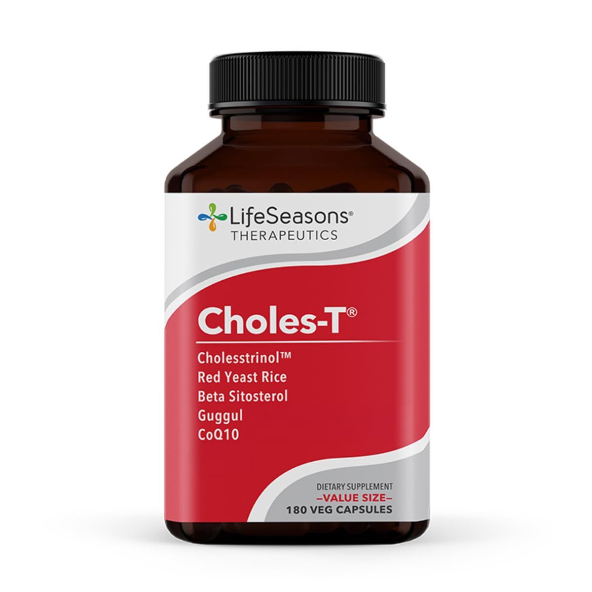 LifeSeasons Choles-T - Cholesterol Support Supplement - Red Yeast Rice, CoQ10, Guggul &amp; Phytosterols - 180 Capsules