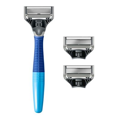 Harry's Shaving Kit for Men - Razor Handle and 3 Razor Blade Refill Cartridges - Ocean Blue