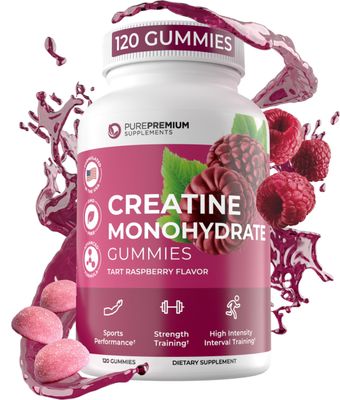 PurePremium Creatine Supplements for Men &amp; Women - Non-GMO Creatine Monohydrate Gummies 5g for Strength, Endurance Support, and Muscle Recovery - 120 Gummies