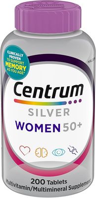 Centrum Silver Women&#39;s Multivitamin for Women 50 Plus, Multivitamin/Multimineral Supplement with Vitamin D3, B Vitamins, Non-GMO Ingredients, Supports Memory and Cognition in Older Adults - 200 Ct
