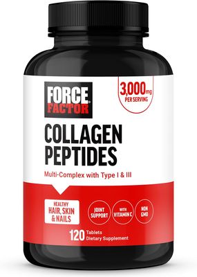 FORCE FACTOR Collagen Peptides, Collagen for Women and Men Made with Hydrolyzed Bovine Collagen Type 1 &amp; 3 for Healthy Hair, Skin, Nails, &amp; Joints, Premium Quality, Non-GMO, 120 Collagen Pills