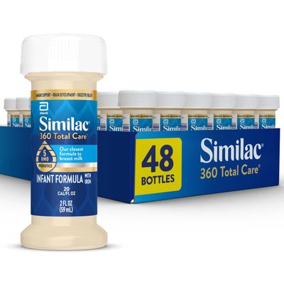 Similac 360 Total Care Infant Formula, Has 5 HMO Prebiotics, Our Closest Prebiotic Blend to Breast Milk, Non-GMO, Baby Formula, Ready to Feed, 2-fl-oz Bottle, Pack of 48 Similac 360 Total Care Infant Formula, Has 5 HMO Prebiotics, Our Closest Prebiotic Blend to Breast Milk, Non-GMO, Baby Formula, Ready to Feed, 2-fl-oz Bottle, Pack of 48