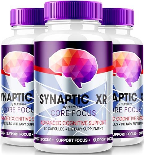 (3 Pack) Synaptic XR Core Focus, Synaptic XR Capsules Designed for Effective Memory, SynapticXR Pills, Max Formula for Cognitive Health, All Natural Brain Supplement, Reviews (180 Capsules)
