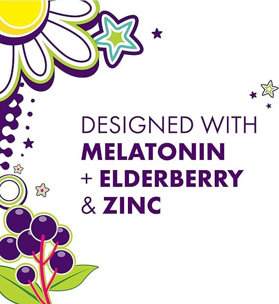 VICKS PURE Zzzs Kidz + Immunity, Kids Melatonin Gummy, Sleep Aid, Low Dose Melatonin for Kids, Zinc for Immune Support, Melatonin 1 mg, Melatonin Gummies Kids, Berry Flavor, 60 Sleep Gummies