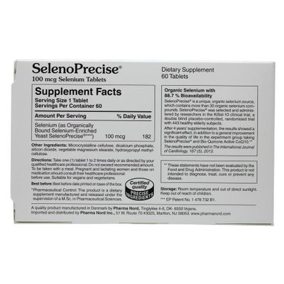 SelenoPrecise | World's Only Pharmaceutical-Grade Organic Selenium Supplement | Guaranteed 88.7% Absorption | Thyroid Support, Immune System, Prostate Protection & Heart Health | Selenium 100 mcg tabs