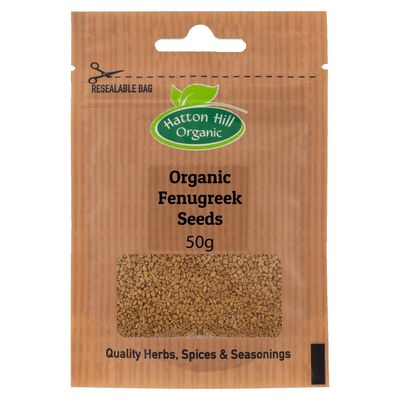 Organic Fenugreek Seeds 50g by Hatton Hill Organic Versatile and Aromatic, Perfect for Curries, Spice Blends, and More