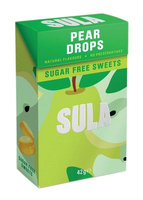 Sula Pear Drops, Sugar Free Boiled Sweets with Natural Flavour, 42 g (Pack of 14)