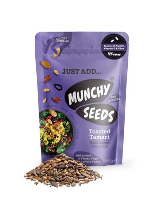 MUNCHY SEEDS Savoury Sprinkles Snack Toasted Tamari 125g Sunflower Seeds Pumpkin Seeds Sesame Seeds Sprinkle on Salads,Soups,Savoury Dishes,Vegan, Omega 3 Fatty Acids,Protein,Fibre Vitamin E