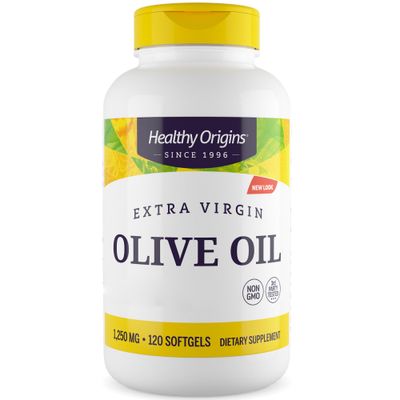 Healthy Origins Extra Virgin Olive Oil, 1250mg, high dose, 120 Softgels, Gluten Free, Soy Free, Non-GMO