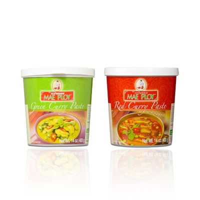 Mae Ploy Green Curry &amp; Red Curry Paste Value Pack - 400g each (Pack of 2)