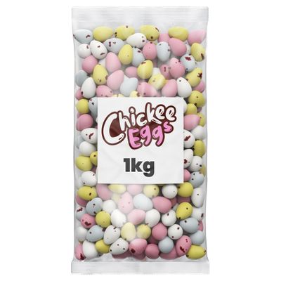 Mummy Meegz Chickee Eggs Vegan Chocolate Eggs 1kg Bulk Bag, Bite-Sized Egg-Shaped Chocolate for Sharing &amp; Events, Palm Oil Free