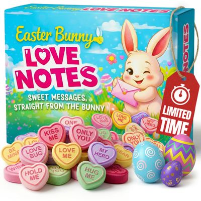 Easter Bunny Love Notes Sweets Box 100g - Classic Love Hearts Sweets Mini Rolls Easter Gifts for Kids &amp; Adults - Skip the Heart Chocolates Gift Box This Spring with Assorted Classic Retro Candy