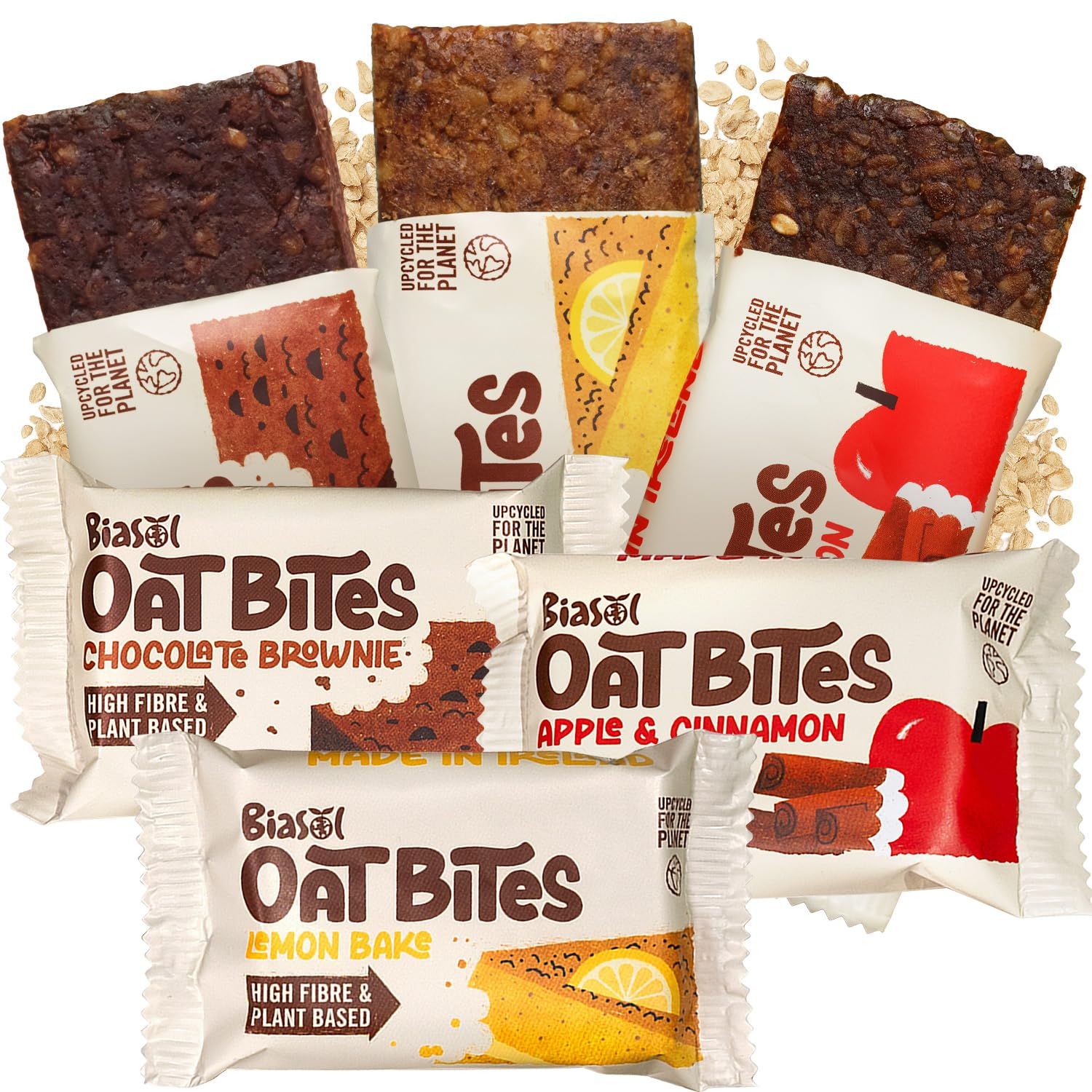BiaSol Oat Bars 6 x 60g - Delicious, High Fibre, Soft Baked Flapjack Style - Plant Based Snacks &amp; Cereal Bars - Great Tasting On the Go Energy Snacks for Adults &amp; Lunchboxes - Made in Ireland