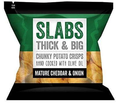 Slabs - Mature Cheddar &amp; Onion Thick &amp; Big Potato Chunky Crisps 14x 80g Packs