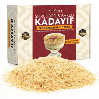 Eastanbul Baked & Shredded Kataifi for Milk Pudding, Toasted Kataifi, Kadayif Pastry Dough for Dubai Chocolate, Shredded Fillo Dough, Katifi Muhallebi Kadaifi Sprinkles Crushed Roasted Katafi 250g Eastanbul Baked & Shredded Kataifi for Milk Pudding, Toasted Kataifi, Kadayif Pastry Dough for Dubai Chocolate, Shredded Fillo Dough, Katifi Muhallebi Kadaifi Sprinkles Crushed Roasted Katafi 250g