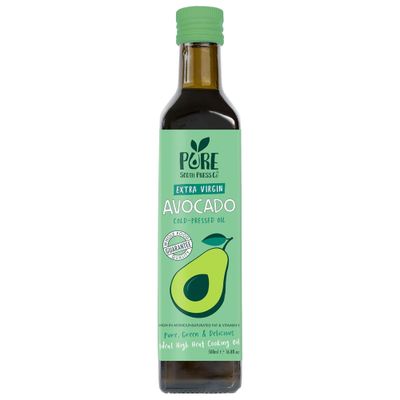 Pure South Press Cold-Pressed Extra Virgin Avocado Oil, 500 ml Bottle High Smoke Point Cooking Oil from Natural Whole Avocados for Keto, Paleo &amp; Vegan Diet High in Mono-Unsaturated Fat &amp; Vitamin E