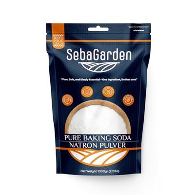 Seba Garden Baking Soda 1kg - Premium Food Grade Bicarbonate of Soda from Turkey - Resealable Zip Lock Pouch - for Baking, Cooking, Cleaning, Deodorising &amp; More - Natural &amp; Versatile