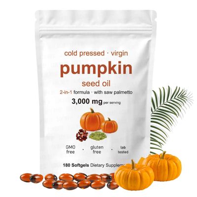 180 Softgels Pumpkin Seed Oil Capsules - Premium Pumpkin Seed Oil for Hair Growth - Cold Pressed Pump-kin See_d O_il for Hair Health Support - Organic & Nutrient - Skin & Daily Wellness