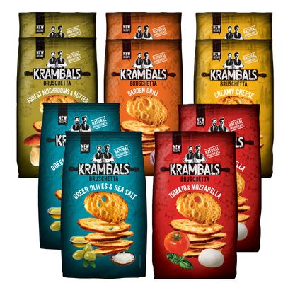 KRAMBALS Bruschetta Chips Multipack Crisps (Pack of 10 x 70g) - Baked Crisps Bruschetta Bread Snacks Palm Oil Free Cheese Snack Box