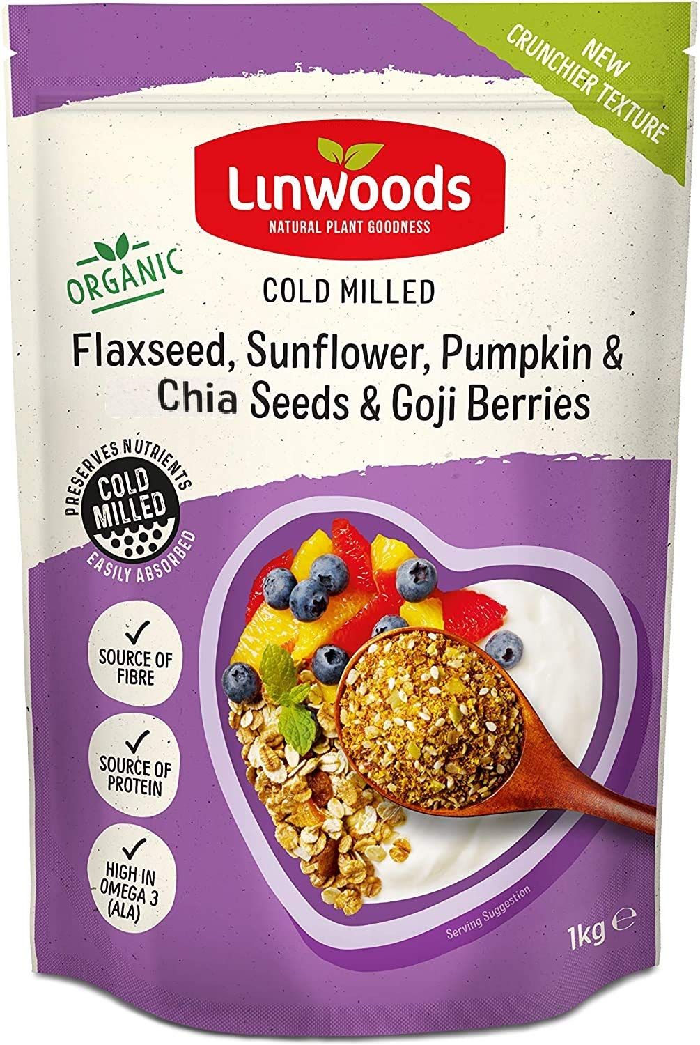 Linwoods Milled Flax, Sunflower, Pumpkin, Chia Seeds and Goji Berries 1KG, High in Omega-3, Natural Source of Fibre &amp; Protein, Gluten-Free