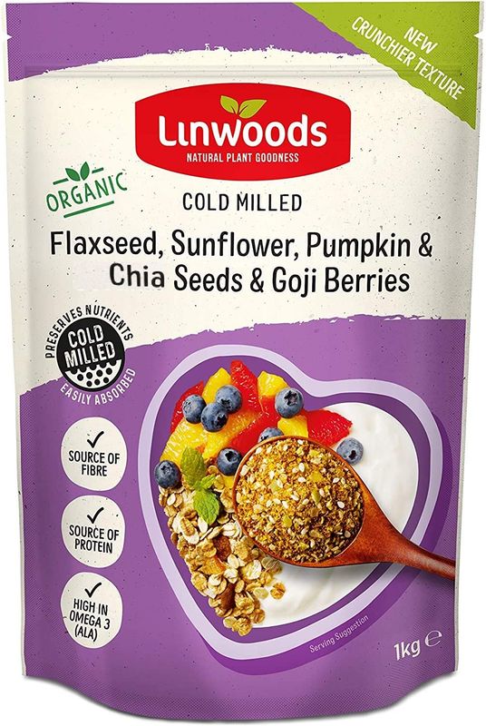 Linwoods Milled Flax, Sunflower, Pumpkin, Chia Seeds and Goji Berries 1KG, High in Omega-3, Natural Source of Fibre &amp; Protein, Gluten-Free