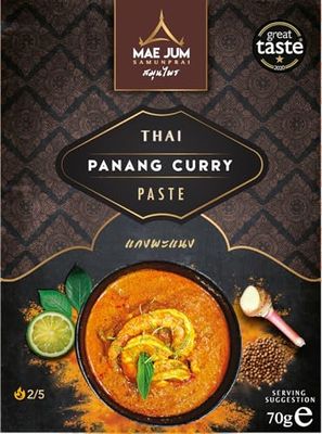 Authentic Thai Panang Curry Paste by Mae Jum 3 pack x 70g Gently Spiced Great Taste Award Winner Up to 8 Servings per Pack 100% Natural Vegan Paste Gluten Free