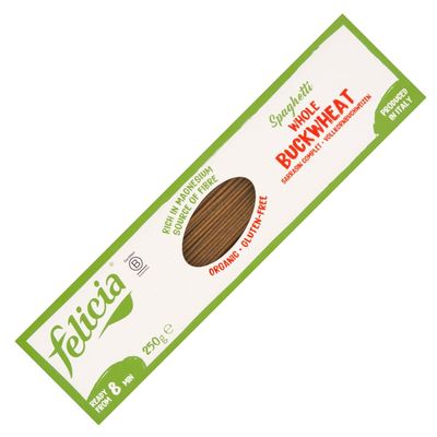 Felicia Organic Buckwheat Spaghetti - Gluten Free 100% Whole Buckwheat Flour, Rich in Magnesium &amp; Fibre - 250 g