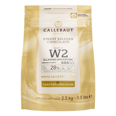 Callebaut W2 Finest Belgian White Chocolate Callets 28.0% Cocoa 2.5kg