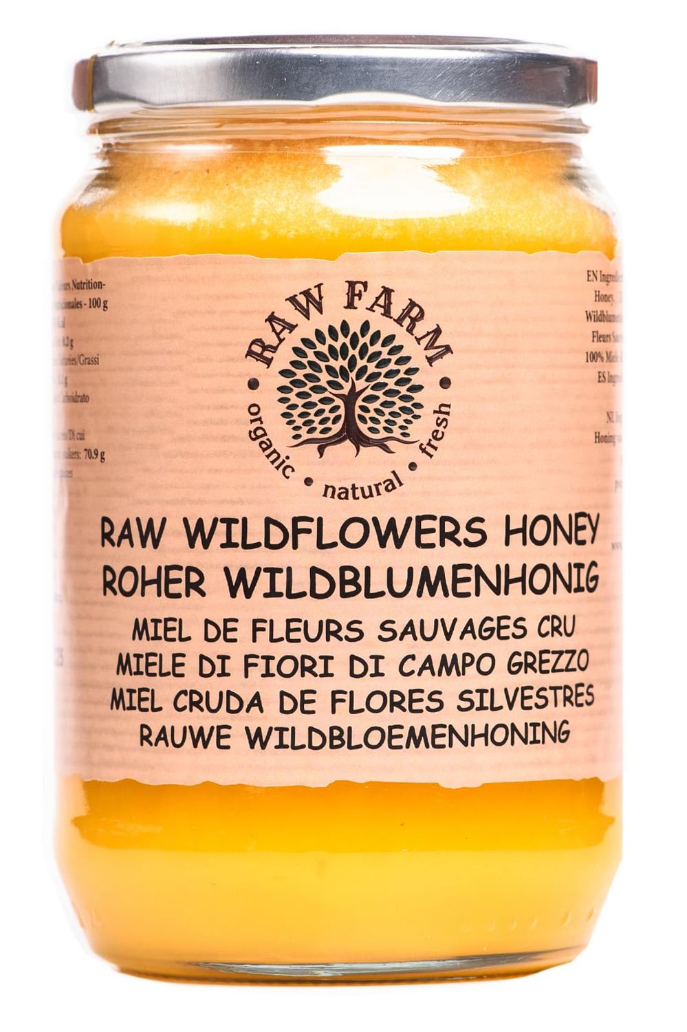Raw Farm - Pure Raw Wildflowers Honey 900 g - Unfiltered, Unheated, Unprocessed, Cold-Extracted - Rich in Enzymes &amp; Pollen, Straight from RAW FARM Bee hives