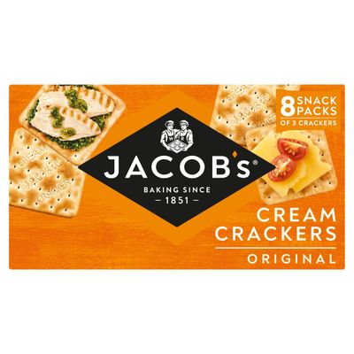 JACOB'S Cream Cracker Multipack 8 Snack Packs, 185 g (Pack of 1)