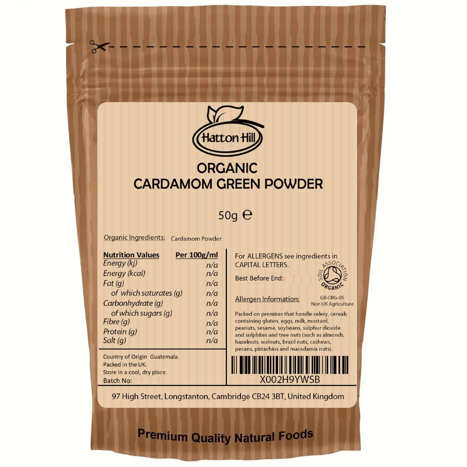 Organic Cardamom Green Powder 50g by Hatton Hill Organic