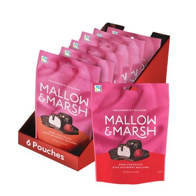 Mallow &amp; Marsh Raspberry Coated in 70% Dark Chocolate Marshmallow Sharing Bag - Multipack 6 x 100g