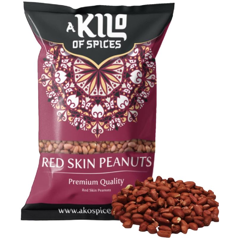 A Kilo of Spices Red Skin Peanuts 1 KG - Unroasted, Unsalted Red Crunchy Nuts Fresh &amp; Delicious Whole Raw Peanuts, Used in Asian, African and Caribbean Cuisine