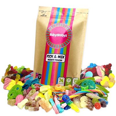 Rubydoobys Vegan Sweets Pouch - Huge Variety of Quality Vegan and Vegetarian Friendly Pick &amp; Mix Sweets in Eco Packaging