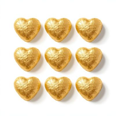 50 Individually Wrapped Gold Foil Milk Chocolate Hearts for Wedding Favours, Thank You Chocolates, Party Table Treats, Events, Offices &amp; Hospitality Vegetarian &amp; Gluten Free Espresso Yourself