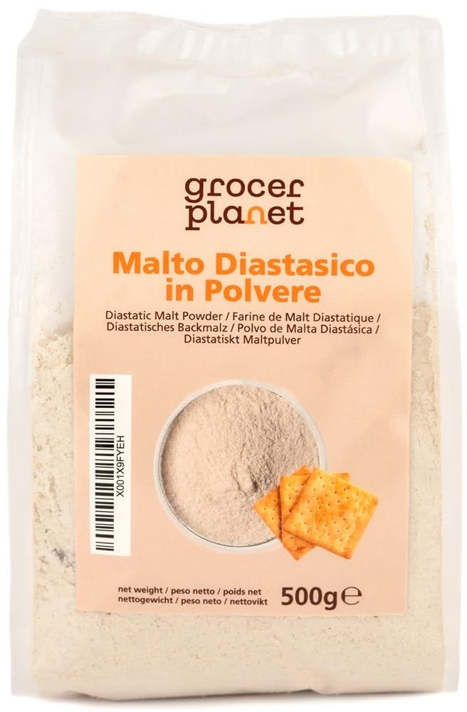 Grocer Planet - Diastatic Malt Powder (500g) High Diastatic Power Barley Malt for Bread Making
