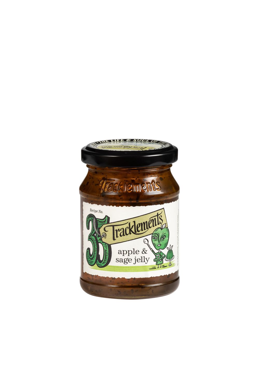Tracklements Apple &amp; Sage Jelly A Condiment for Stuffing, Sauces and Gravies or Partnered with Pork Shoulder Vegetarian and Vegan Friendly Gluten Free 220g Jar