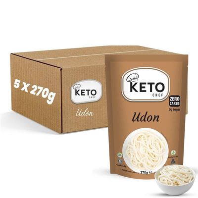 Keto Chef Thick Instant Udon Shirataki Noodles (Pack of 5 x 270g) Konjac Vegan Noodles Zero Fat Zero Sugar Low Carb Low Calorie Ready to Eat